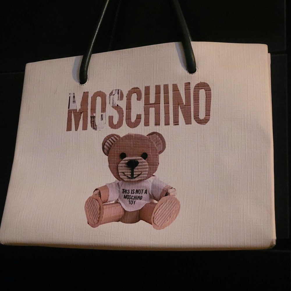 RARE Moschino White Leather Teddy Bear Bag